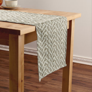 Chic creme Kabelstrickmuster Mittelgroßer Tischläufer