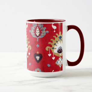 Chic crimson Red Gelb Ikat Stammmuster Tasse