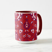Chic Crimson Red lila Ikat Stammmuster Tasse (VorderseiteRechts)