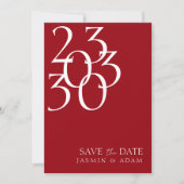 Chic Crimson Red White Minimal Foto Hochzeit Save The Date (Vorderseite)