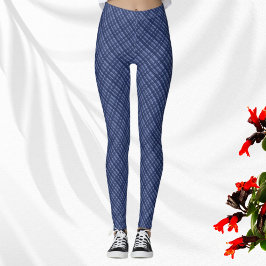 Chic Cross Diagonal Muster Blau Leggings