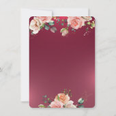 Chic Crown Rose Burgundy Quinceañera Einladung (Rückseite)