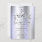 Chic Crown Violet Metallic Quinceñera Einladung (Vorderseite)