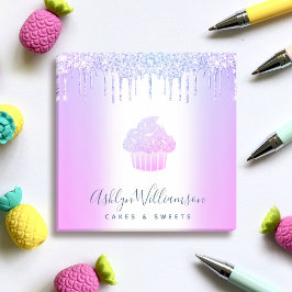 Chic Cupcake Bäckerei Koch Lila Blue Glitzer Tropf Post-it Klebezettel