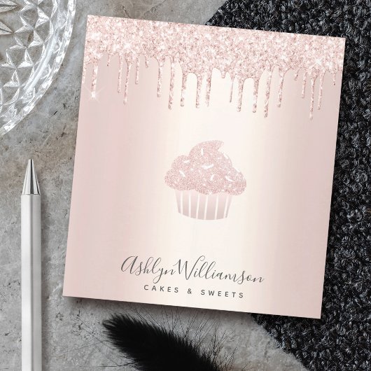 Chic Cupcake Koch Bäckerei Rose Gold Glitzer Tropf Notizblock