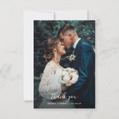 Chic Cursive Calligrafy Sage Green Foto Hochzeit Dankeskarte (Vorderseite)