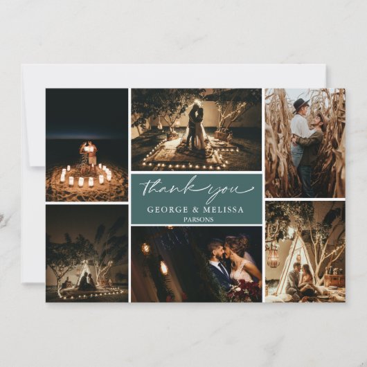 Chic Cursive Handwriting Wedding Foto Flat Vielen Dankeskarte (Vorderseite)