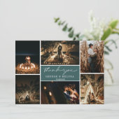 Chic Cursive Handwriting Wedding Foto Flat Vielen  Dankeskarte (Stehend Vorderseite)