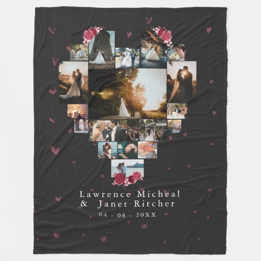 Chic Custom 18 Foto Herz geformt für sie Fleecedecke (Vorderseite)