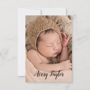 Chic Custom Baby Foto Name Script Birth Ankündigung