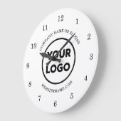 Chic Custom Business Logo und Text auf Weiß Große Wanduhr (Winkel)