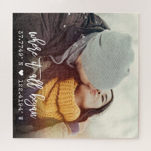 Chic Custom Coordinates Brush Script-Foto Puzzle (Horizontal)