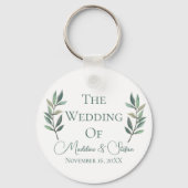 Chic Custom Eucalyptus Blätter Botanische Hochzeit Schlüsselanhänger (Rückseite)
