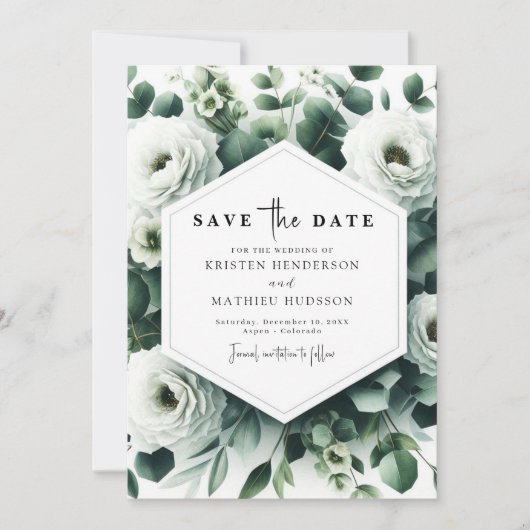 Chic Custom Eucalyptus Digital Wedding Save The Date (Vorderseite)