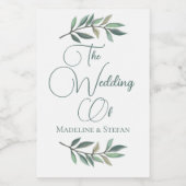 Chic Custom Eukalyptus Leaf Botanische Hochzeit Mi Weinetikett (Einzelnes Label)