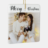 Chic Custom Family Paar Foto Holiday Christmas Keramikornament (Rechts)