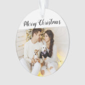 Chic Custom Family Paar Foto Holiday Christmas Ornament (Vorderseite)
