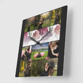 Chic Custom Floral Family und Mutter Foto Collage Quadratische Wanduhr (Winkel)