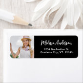 Chic Custom Foto Black Abschluss Rücksendeadresse (Insitu)