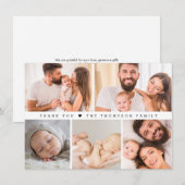 Chic Custom Foto Collage Grid Baby Dusche Dankeskarte (Vorne/Hinten)