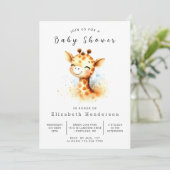 Chic Custom Giraffe Baby Dusche Einladung (Stehend Vorderseite)