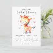 Chic Custom Giraffe Baby Dusche Einladung (Stehend Vorderseite)