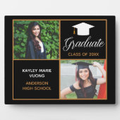 Chic Custom Graduate Foto Black Gold Abschluss Fotoplatte (Vorderseite)