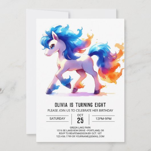Chic Custom Horse Birthday Einladung (Vorderseite)