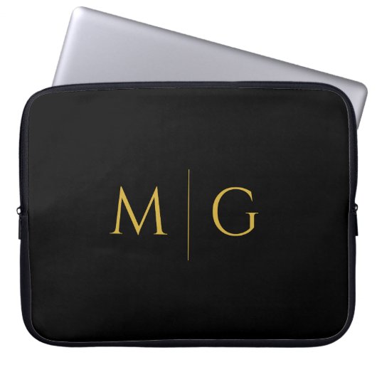 Chic Custom Initials Modern Laptopschutzhülle (Vorderseite)