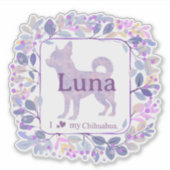 Chic Custom lavender chihuahua Silhouette Aufkleber (Vorderseite)
