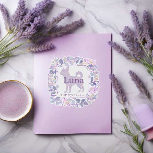 Chic Custom lavender chihuahua Silhouette Aufkleber