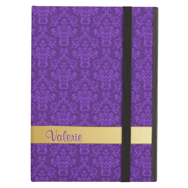 Chic Custom Lila Damask iPad Air Hüllen (Vorderseite Geschlossen)