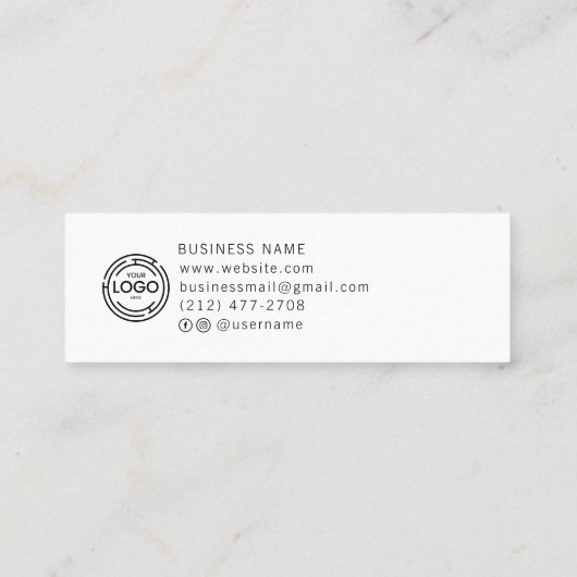 Chic Custom Logo Simple White Collection Telefonnummerkarte (Rückseite)