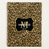 Chic Custom Monogram Gold Leopard Print Name Planer (Vorderseite)