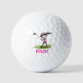 Chic & Custom - Monogram Golf Ball/Lady Golfer Golfball (Vorderseite)