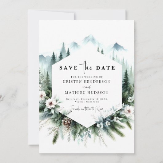 Chic Custom Mountain Wedding Save The Date (Vorderseite)