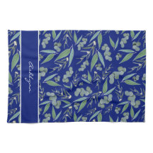 Chic Custom Navy Blue Eucalyptus Greenerity Patter