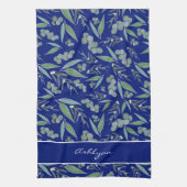 Chic Custom Navy Blue Eucalyptus Greenerity Patter Geschirrtuch (Vertikal)