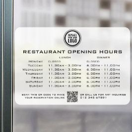 Chic Custom Opening Lunch Dinner Hours Restaurant Fensteraufkleber