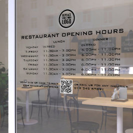 Chic Custom Opening Lunch Dinner Hours Restaurant Fensteraufkleber