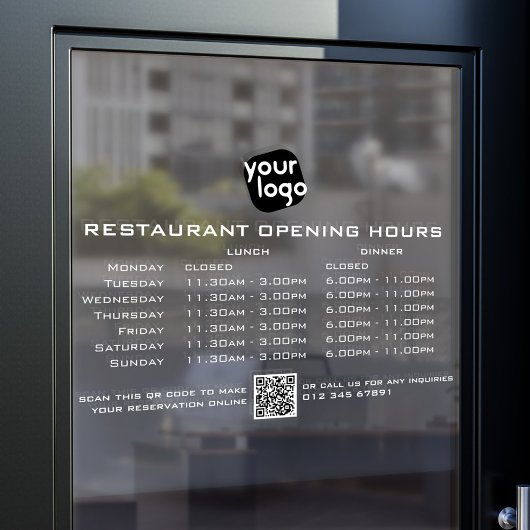 Chic Custom Openings Stunden Mittagessen Restauran Fensteraufkleber