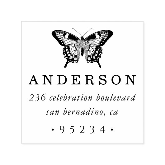Chic Custom Personalisiert Butterfly Rücksendeadre Permastempel (Design)