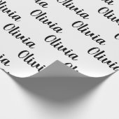 Chic Custom Personalisiert Name White & Black Geschenkpapier (Ecke)