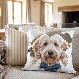 Chic Custom Photo Paint Brushstroke Dog Beige Kissen