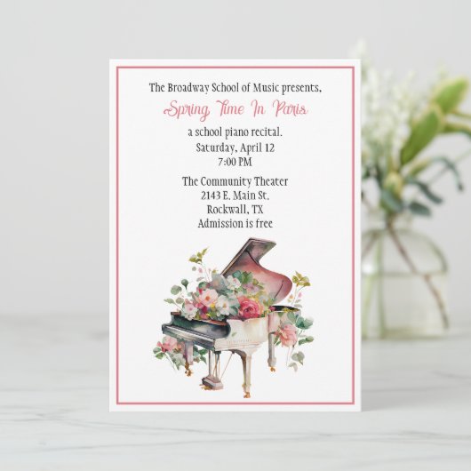 Chic Custom Piano Einladung (Stehend Vorderseite)