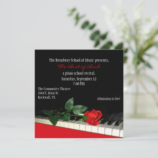 Chic Custom Piano Einladung (Stehend Vorderseite)