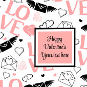Chic Custom Pink Black Hearts Hand Drawn Valentine Serviette