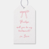 Chic Custom Pink Coquette Bow Bridesmaid Vorschlag Geschenkanhänger (Vorderseite)