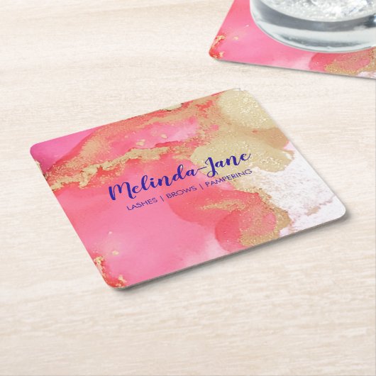 Chic Custom Pink Gold Lila Aquarellblende Rechteckiger Pappuntersetzer (angewinkelt)