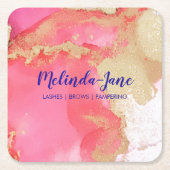 Chic Custom Pink Gold Lila Aquarellblende Rechteckiger Pappuntersetzer (Vorderseite)